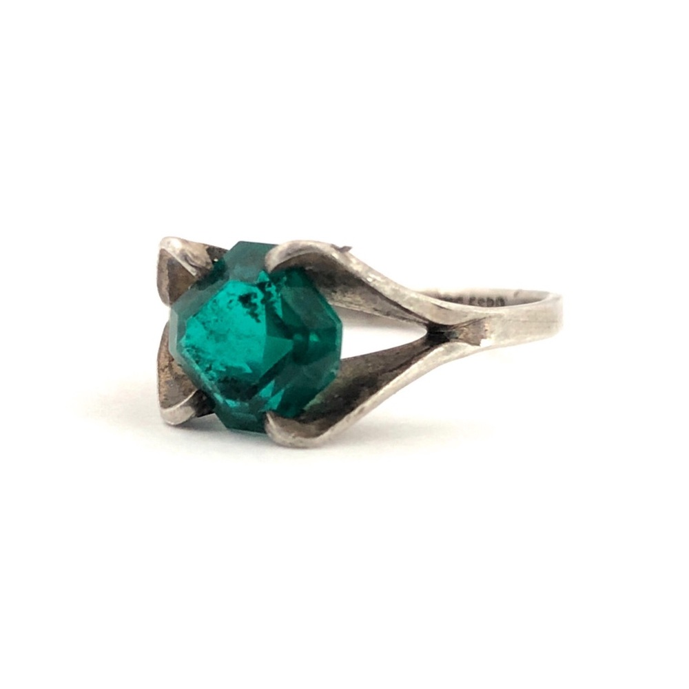 Vintage Joseph Esposito Sterling Silver Green Ring